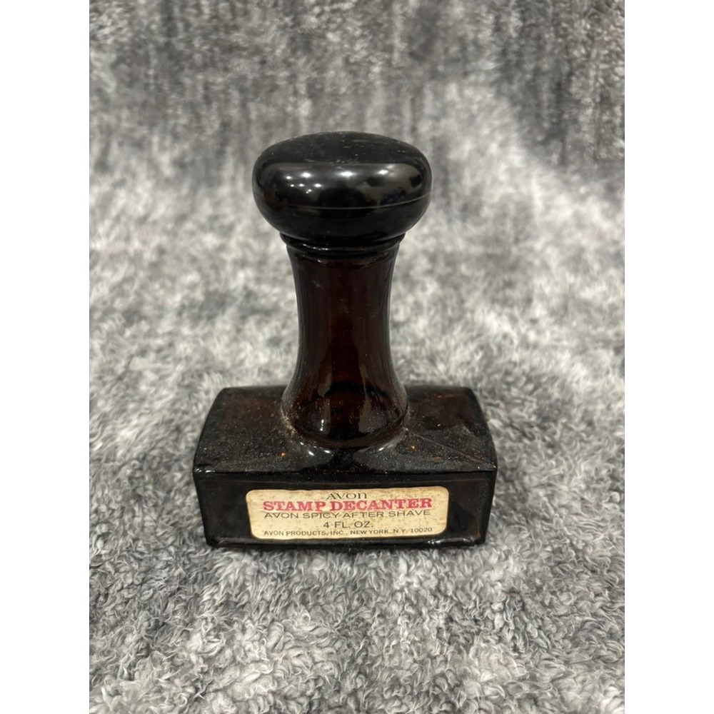 Avon PAID Stamp Collection Decanter After Shave 4oz Vintage Glass Bottle w Box‎